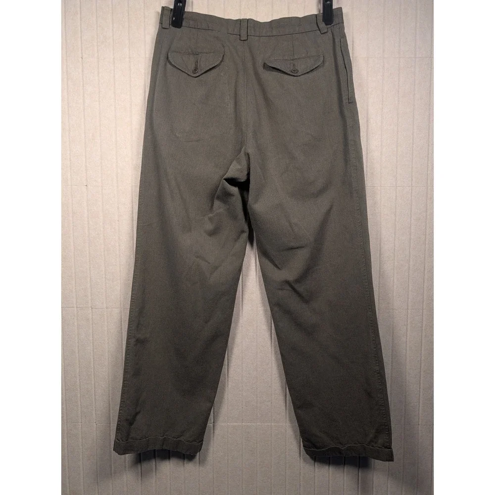 Banana Republic Chino Pants Mens 34L Olive Vintage Pleated Smithfield Excellent